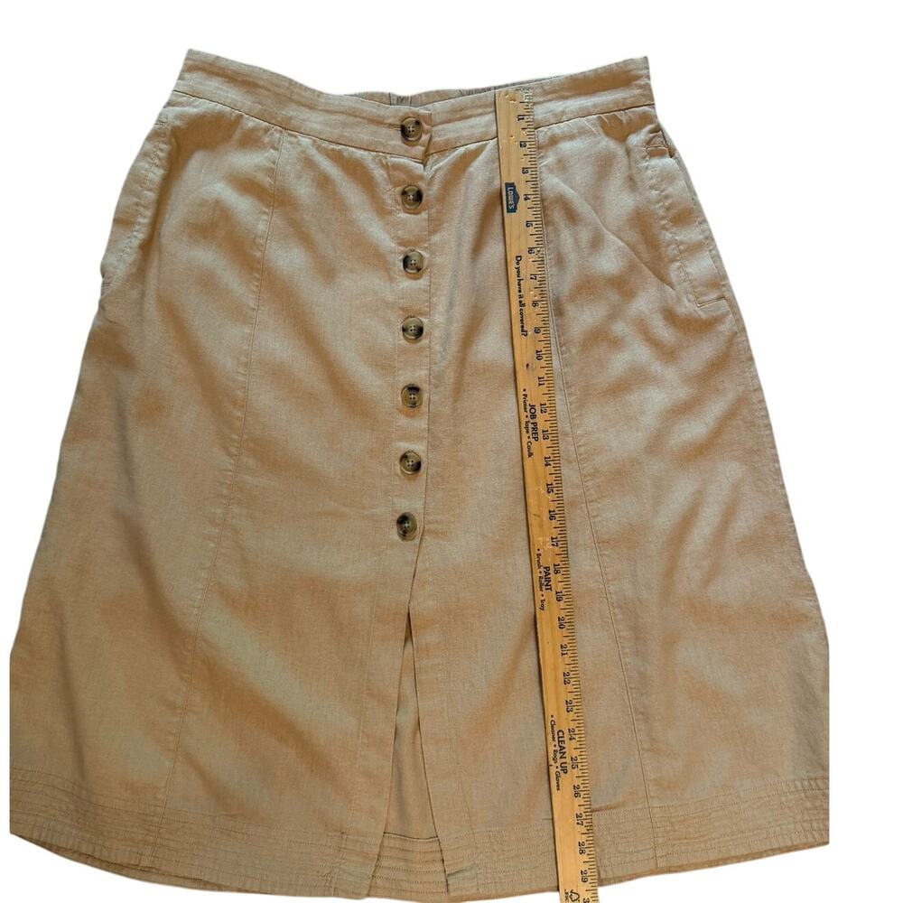 Universal Thread Tan Linen Midi Skirt | Button Front | Pockets | Size XL - Picture 6 of 6
